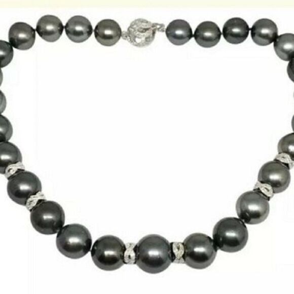 Diamond Tahitian Pearl 14k Gold Necklace 16 mm 16.5" Certified $29,750 914434 - Picture 7 of 11